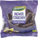 Betisoare de ghimbir in ciocolata neagra, eco-bio, 80 g, Dennree
