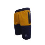 Bermude barbat, albastru / galben mustar, 2 buzunare laterale cu fermoare, XL