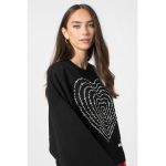Bluza sport cu imprimeu logo si maneci cazute