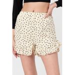Pantaloni scurti cu talie inalta si buline