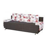 Canapea Extensibila Roma Dark Chocolate Roses Flower 205x90x86 cm + lada de depozitare, maro/rosu