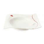 Farfurie adanca Passion, Maxwell &amp; Williams, 22 x 22 cm, portelan, alb/rosu