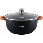 Oala cu capac Dark Line, Heinner, 13.5 L, aluminiu turnat, negru