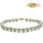 Bratara Aur Galben si Perle Naturale Albe Premium de 7-8 mm - Cadouri si perle