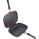 Tigaie dubla dreptunghiulara pentru plita cu inductie Dark Line, Cooking by Heinner, 32x24x7.5 cm, aluminiu, negru
