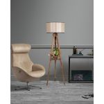 Lampadar cu raft, Luin, 8283-5, E27, 60 W, lemn/textil