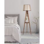 Lampadar cu raft, Luin, 8283-8, E27, 60 W, lemn/textil