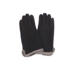 Manusi dama, Univers Fashion, din material textil cu aplicatie de blana sintetica la margine, cu functie pentru Touchscreen Telefon, negru, S-M