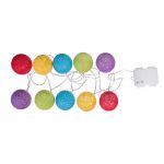 Ghirlanda luminoasa cu 10 LED-uri, Bizzotto, 210 cm, bumbac/polipropilena, multicolor