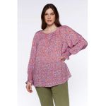 Bluza cu model floral si mansete cu volane