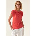 Bluza din amestec de modal cu decolteu drapat