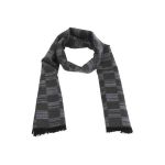Fular barbat, 185 cm x 32 cm, imprimeu carouri, gri/albastru - Univers Fashion