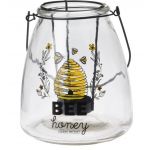 Suport pentru lumanare Bee Honey, 13x13x15.6 cm, sticla