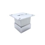 Picior metalic pentru mobilier H:50 mm, finisaj aluminiu, profil patrat 40x40 mm cu masca - Maxdeco