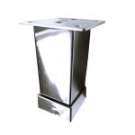 Picior metalic pentru mobilier H:80 mm, finisaj crom lucios, profil patrat 40x40 mm cu masca - Maxdeco
