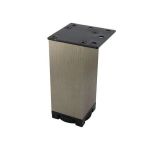 Picior metalic pentru mobilier H:80 mm, finisaj otel inox periat, profil patrat 40x40 mm fara masca, AN1 - Maxdeco