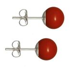 Cercei Argint, Tip Surub, cu Pietre Semipretioase Naturale de Coral de 8 mm