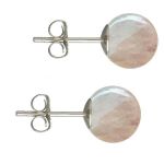 Cercei Argint, Tip Surub, cu Pietre Semipretioase Naturale de Cuart Roz de 10 mm