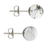 Cercei Argint, Tip Surub, cu Pietre Semipretioase Naturale de Howlit de 10 mm