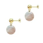 Cercei Aur Galben de 14 karate si Pietre Semipretioase Naturale de Cuart Roz de 8 mm