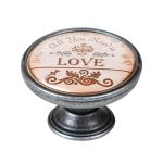 Buton pentru mobila, Love 550PT28, finisaj argint invechit, D:37 mm - Maxdeco