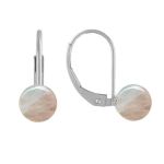 Cercei Argint Clasici si Pietre Semipretioase Naturale de Cuart Roz de 8 mm