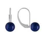 Cercei Argint Clasici si Pietre Semipretioase Naturale de Lapis Lazuli de 8 mm