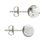 Cercei Argint, Tip Surub, cu Pietre Semipretioase Naturale de Howlit de 8 mm