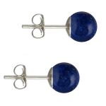 Cercei Argint, Tip Surub, cu Pietre Semipretioase Naturale de Lapis Lazuli de 8 mm