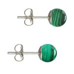 Cercei Argint, Tip Surub, cu Pietre Semipretioase Naturale de Malachit de 6 mm