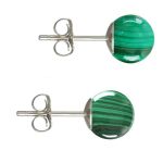 Cercei Argint, Tip Surub, cu Pietre Semipretioase Naturale de Malachit de 8 mm