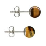 Cercei Argint, Tip Surub, cu Pietre Semipretioase Naturale de Ochi de Tigru de 6 mm