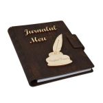 Jurnalul Meu A5 din lemn personalizat, Wenge, Piksel, 100 pagini si pix din lemn inclus