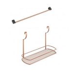 Etajera cu un raft City Copper, 35x13x26 cm, cu bara suport inclusa pentru recipiente, finisaj cupru