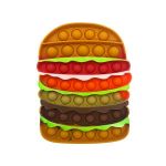 Jucarie antistres din silicon, Pop it Now &amp; Flip it, 15x11 cm, Hamburger, multicolor