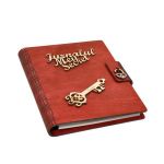 Jurnalul Meu Secret, A5, din lemn personalizat, Rosu, Piksel, 100 pagini si pix din lemn inclus