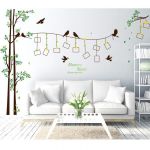 Sticker Decorativ Copaci cu Pasari si 12 Rame Foto - 290 x 210 cm