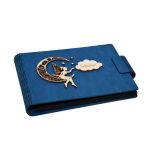 Album foto A5 personalizat, coperti din lemn, Albastru, Piksel, GuestBook, Caiet amintiri pentru copii, Zana pe Luna