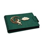 Album foto A5 personalizat, coperti din lemn, Verde inchis, Piksel, GuestBook, Caiet amintiri pentru copii, Zana pe Luna