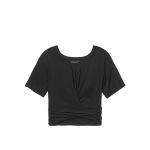 Tricou dama,Victoria&#039;s Secret,Twist-tie Crop Tee,Black,S