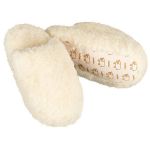 Papuci de casa pentru barbati, din blana merinos 100% naturala, marime 44-45, albi, Oem