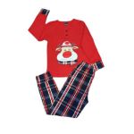 Pijama Trendy din bumbac cu imprimeu ren si carouri varsta 6 - 9 ani