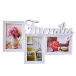Rama foto decorativa cu 3 poze, model Pufo Family, 40 x 24 cm, alb