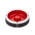 Scrumiera rosie Pierre Cardin, din metal si piele