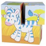 Puzzle cu cuburi din lemn - Animale nostime,7Toys
