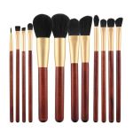 Set 12 Pensule cu Maner din Lemn pentru Machiaj - Mimo Makeup Brush Wooden, 12 buc