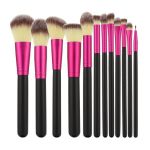 Set 12 Pensule Negre cu Roz pentru Machiaj - Mimo Makeup Brush Black &amp; Pink, 12 buc