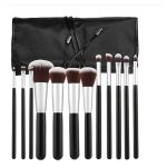 Set 12 Pensule Negre Kabuki pentru Machiaj - Mimo Makeup Brush Kabuki Black, 12 buc