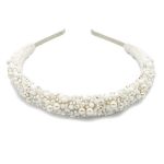 Diadema mireasa cu perle, alba, Zia Fashion