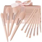 Set Pensule Machiaj din Par Moale datorita Tehnologiei DuoFiber, pentru Makeup Profesional/ Incepatori, Roz Prafuit, 11buc